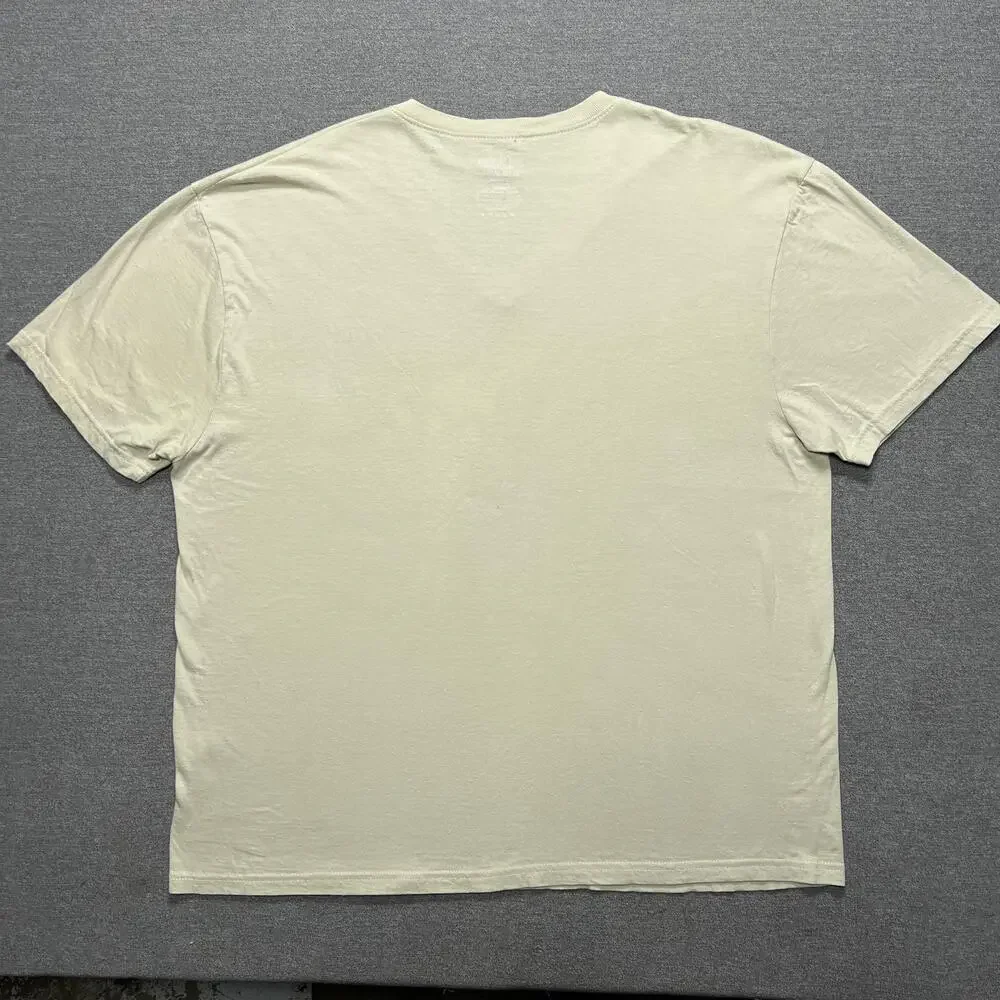 True Religion Brand Jeans Shirt Mens Extra Large Beige V-Neck Short Sleeve Logo